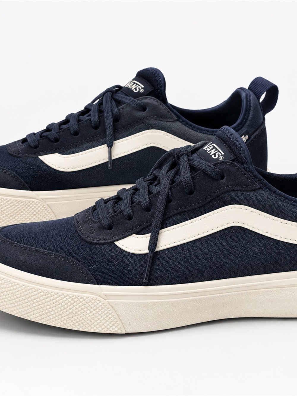 Vans Navy and Cream Low-Top Canvas Sneakers